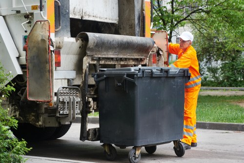 Professional waste clearance team at a construction site